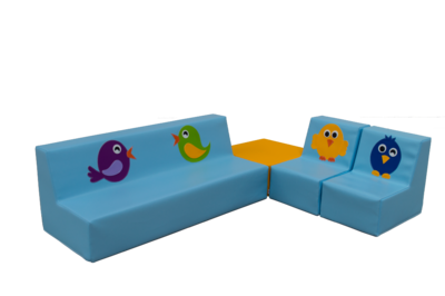 Conj. sofás com quadrado pássaros