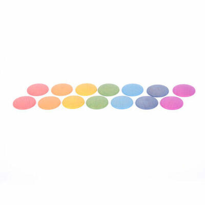 Discos de madeira arco-íris – 14 peças