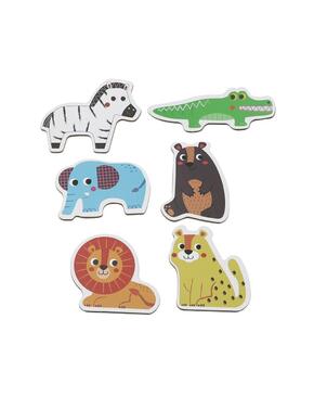 Puzzle de animais da selva 6 numa caixa