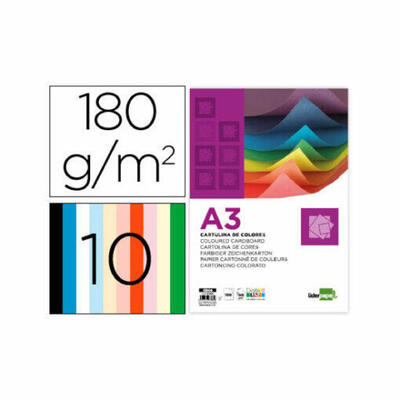 Cartão Liderpapel a3 180 gr 10 cores sortidas pacote de 100 folhas