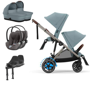 Pack e-Gazelle S + Segunto Assento Gazelle S + Cloud t i-Size(x2) + Base (x2) + Alcofa(x2)