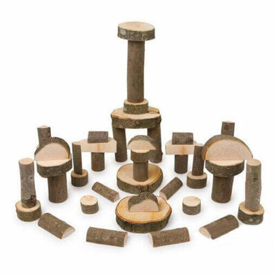 Blocos de construção em madeira natural para Minimundos