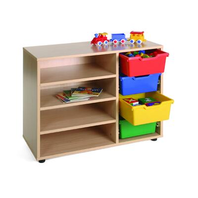 Móvel Baixo com Estantes e Gavetas