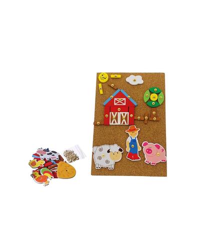 Pin-Cortiça De Madeira Farm Tap A Shape Set / Conjunto De Cortiça E Formas