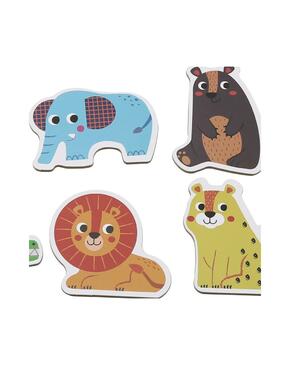 Puzzle de animais da selva 6 numa caixa