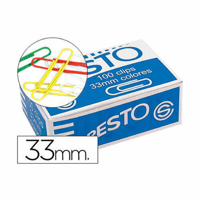 Caixa de clipes de papel coloridos com 100