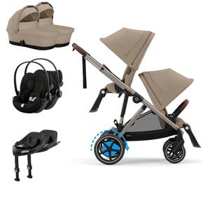 Pack e-Gazelle S + Segundo Assento Gazelle S + Cloud G i-Size(x2) + Base G (x2) + Alcofa(x2)