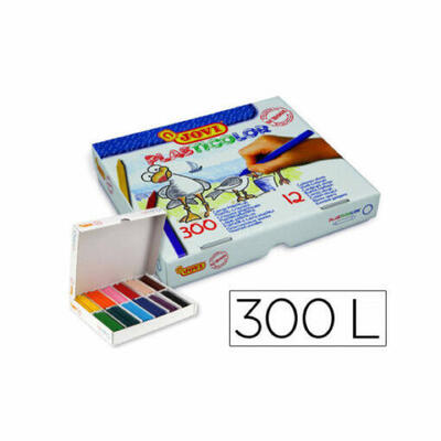 Caixa de lápis de cera Jovi plasticolor com 300 unidades e 25 cores sortidas.