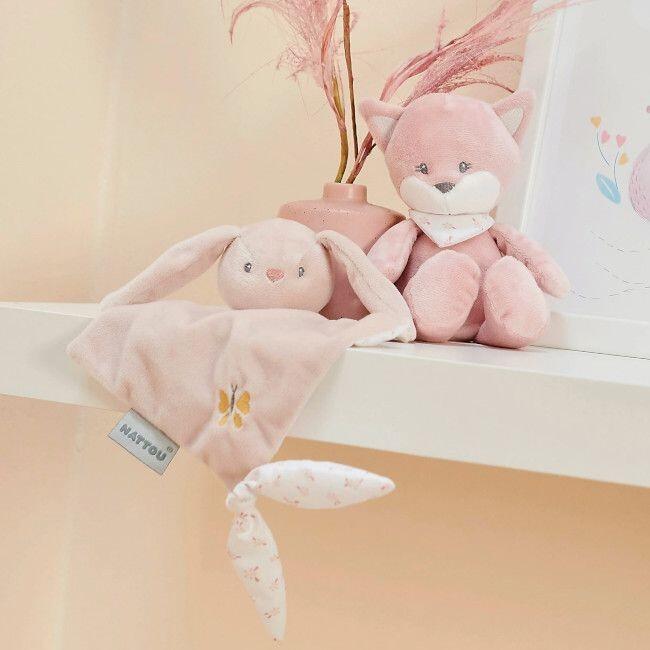 Nattou Mini Doudou Conejo Pomme – Peluche De 28 Cm Para Recién Nacidos, 100% Poliéster Vegano, Lavable
