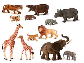 Animais da Selva com as Crias – 12 Figuras