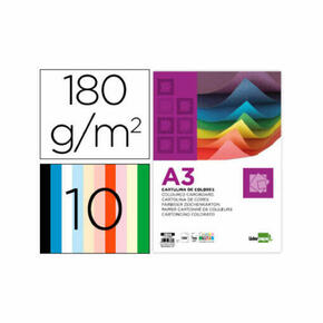 Cartão Liderpapel A4 180g/m2 10 cores sortidas (100 unidades)