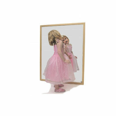 Espelho infantil inquebrável com moldura de madeira