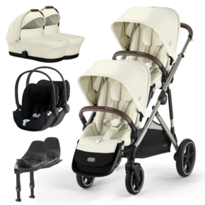 Pack Gazelle S + Assento Extra Gazelle S + Cloud T i-Size (x2) + Base T (x2) + Alcofa Gazelle S Cot (x2)