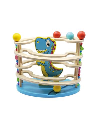 Jogo de bola de rolamento de dinossauro de madeira