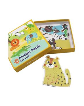 Puzzle de animais da selva 6 numa caixa