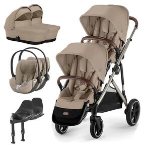 Pack Gazelle S + Assento Extra Gazelle S + Cloud T i-Size (x2) + Base T (x2) + Alcofa Gazelle S Cot (x2)